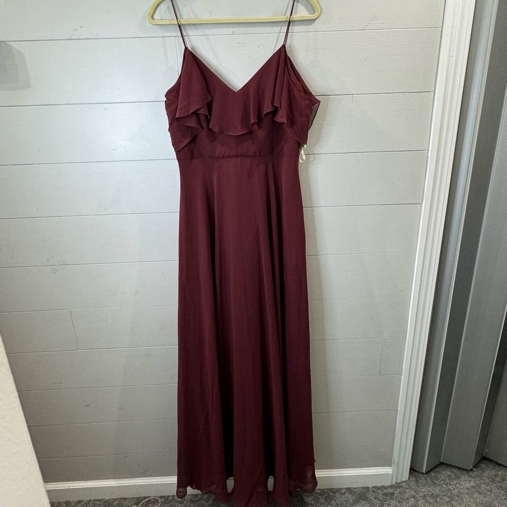 Jenny Yoo | NEW Elegant Formal Burgundy Maxi Dress Size 10